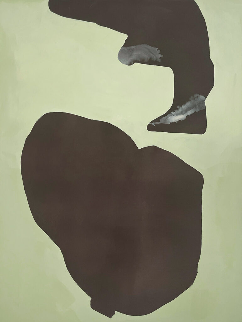 Paréidolie verte, acrylique sur toile, 200×150, 2025