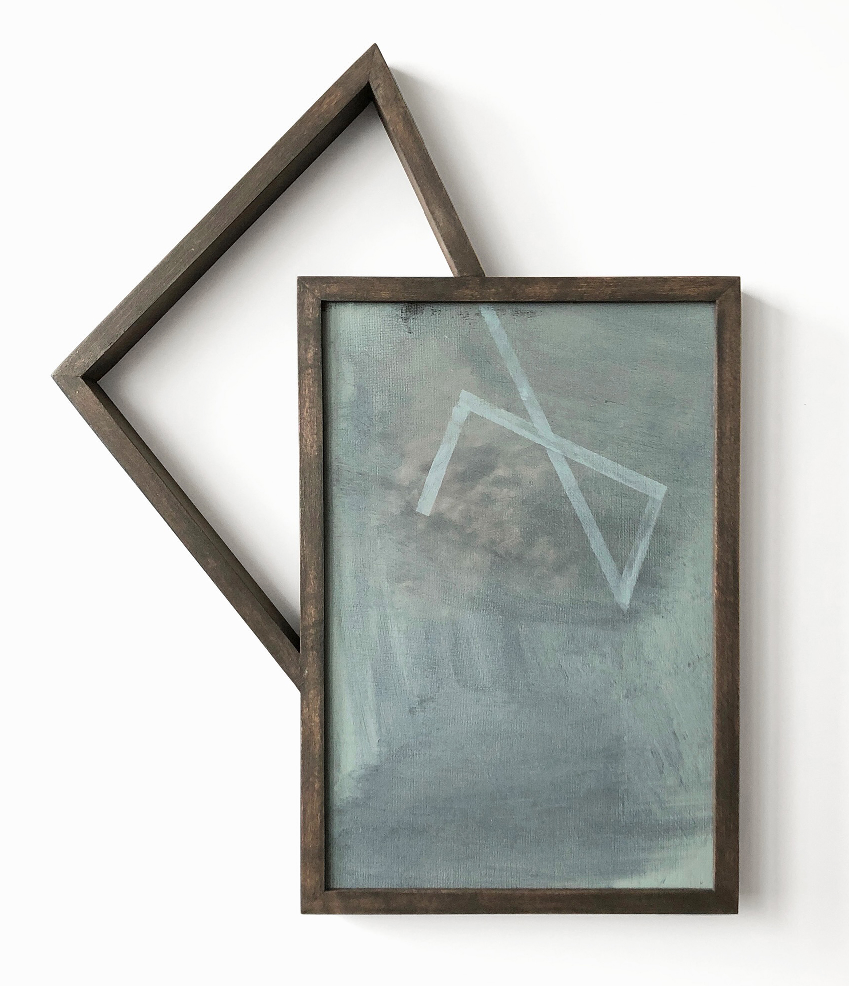 LE CHEMIN DE TRAVERSE, chêne teinté, acrylique et huile sur toile, 42x35 cm, 2009/2017